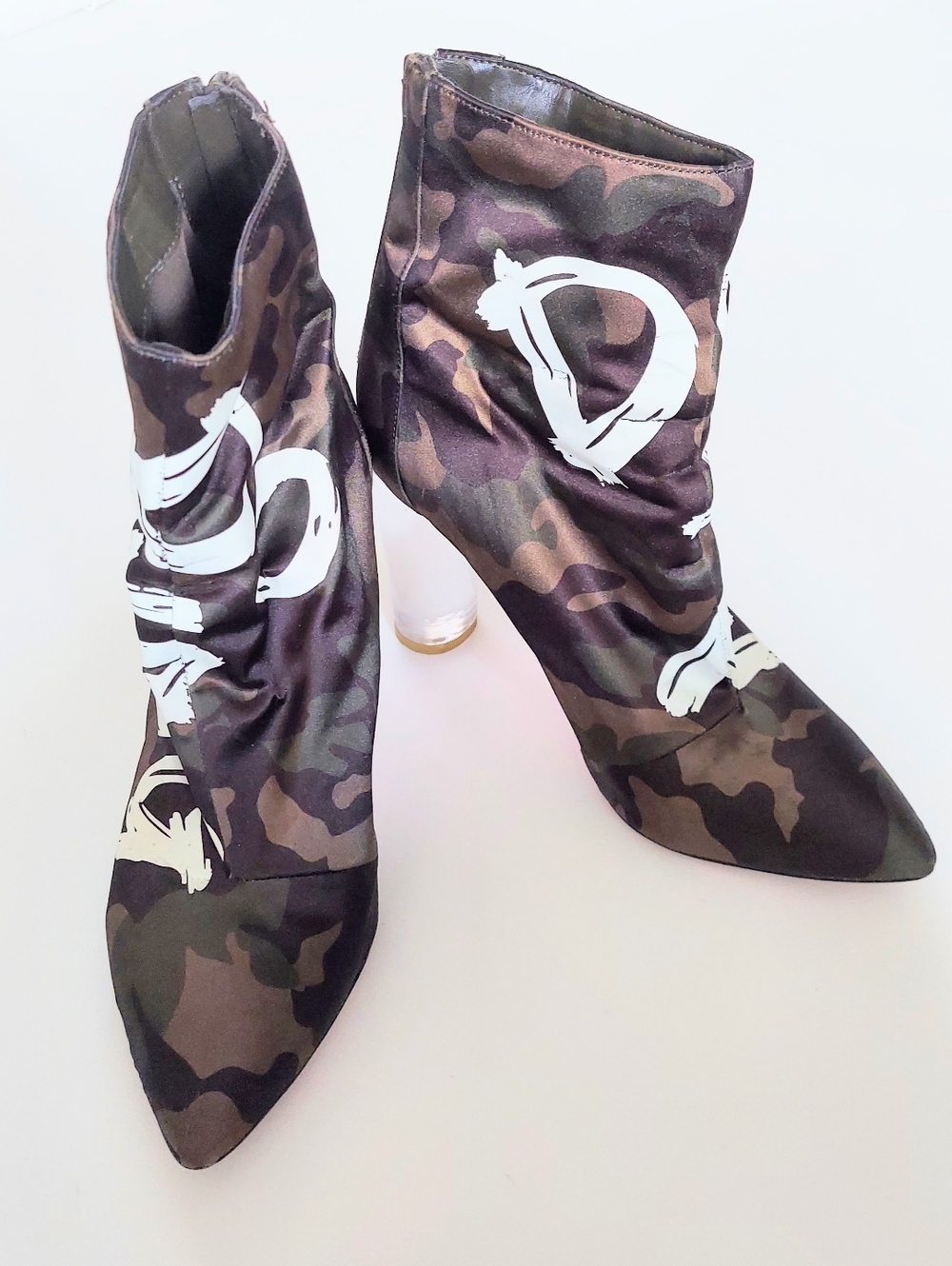 ALDO DO YA THING Camo Clear High Heel Ankle Women Boots Size 7.5